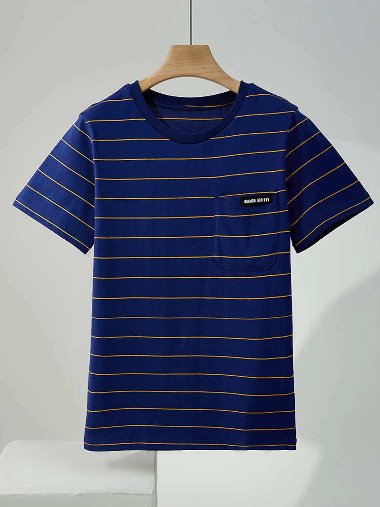 High-End Women's ort-Sve T-irt Pure Cotton Embroidered Striped 'Miu' Sle oulder Pure Cotton Breathable Summer Top
High-End Women's ort-Sve T-irt Pure Cotton Embroidered Striped 'Miu' Sle oulder Pure Cotton Breathable Summer Top