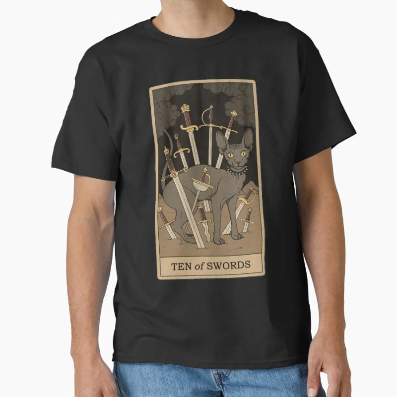 Ten of Swords Vinage Tarot Card Cat Funny magical cats cute pet Gift T shirt for men large size Adult Tops S-6XL mens clothing
Ten of Swords Vinage Tarot Card Cat Funny magical cats cute pet Gift T shirt for men large size Adult Tops S-6XL mens clothing