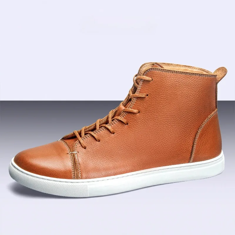 High Top Board Shoes Men's Genuine Leather Designer Luxury Sneakers Male Outdoor Breathable Flats Round Toe Derby Casual Shoes
High Top Board Shoes Men's Genuine Leather Designer Luxury Sneakers Male Outdoor Breathable Flats Round Toe Derby Casual Shoes
