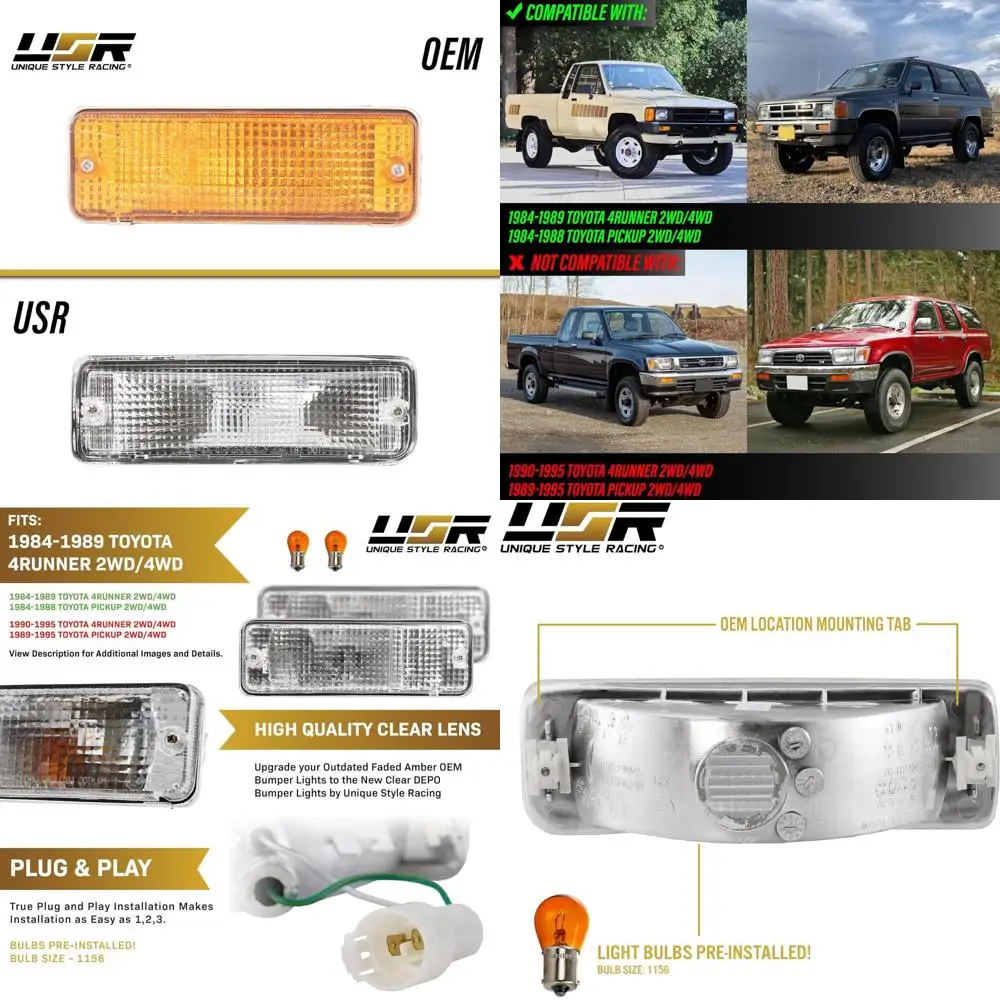 1984-1989 Toyota 4Runner & 1984-1988 Pickup Front Turn Signal Lights - Clear Lens, Amber Bulbs Included
1984-1989 Toyota 4Runner & 1984-1988 Pickup Front Turn Signal Lights - Clear Lens, Amber Bulbs Included