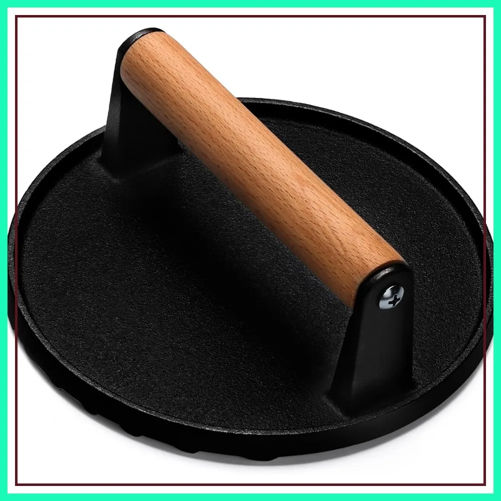 7" Heavy-Duty Cast Iron Smash Burger Press with Wood Handle for Griddle, Sandwich, Nonstick Pan
7" Heavy-Duty Cast Iron Smash Burger Press with Wood Handle for Griddle, Sandwich, Nonstick Pan
