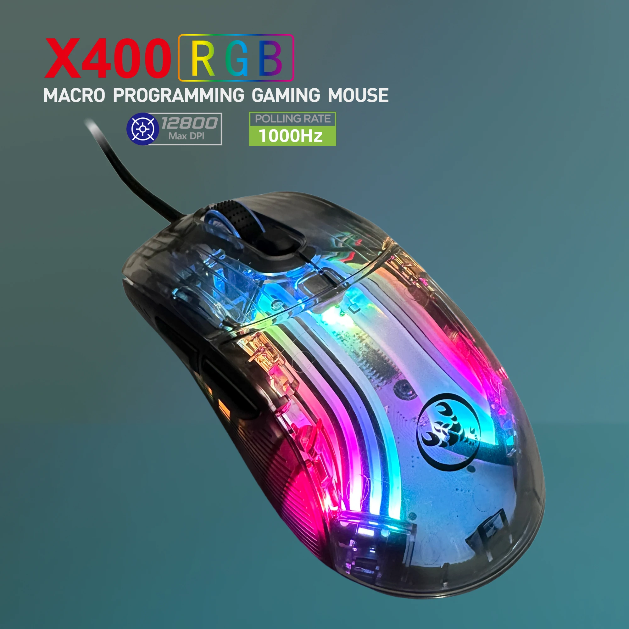 Gaming Wired Mouse Transparent Black 12800DPI Macro Programming 13 RGB Lighting Mouse For Laptop Computer Home Office Game
Gaming Wired Mouse Transparent Black 12800DPI Macro Programming 13 RGB Lighting Mouse For Laptop Computer Home Office Game