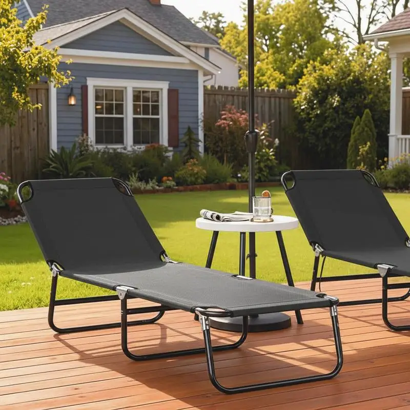Folding Chaise Lounge Pool Chairs, Outdoor Sun Tanning Chairs with 5-Level Reclining Back, Steel Frame for Beach, Yard, Patio
Folding Chaise Lounge Pool Chairs, Outdoor Sun Tanning Chairs with 5-Level Reclining Back, Steel Frame for Beach, Yard, Patio