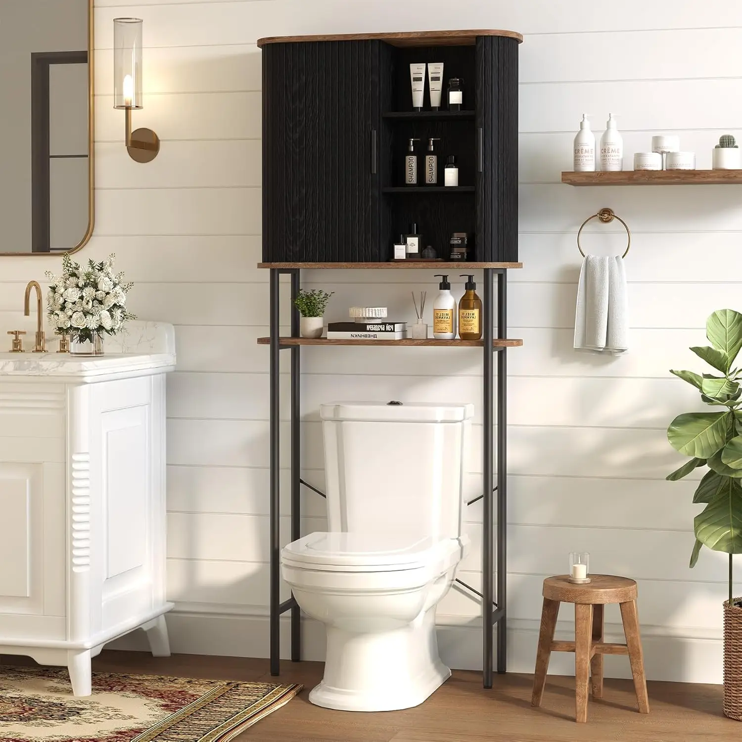 Over The Toilet Storage Cabinet, Fluted Over Toilet Storage Cabinet with Sliding Tambour Door, Adjustable Shelf, FreeStanding
Over The Toilet Storage Cabinet, Fluted Over Toilet Storage Cabinet with Sliding Tambour Door, Adjustable Shelf, FreeStanding