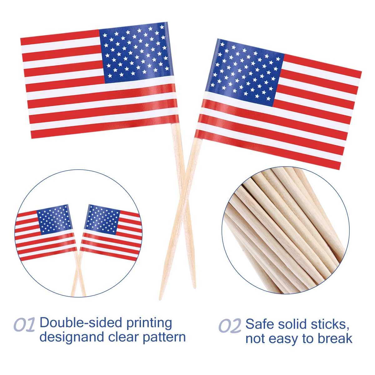 100pcs American Flag Toothpicks 2 5 Inch Patriotic Food Picks Paper Flags Wooden Stick Bar Tools Kitchen Gadgets
100pcs American Flag Toothpicks 2 5 Inch Patriotic Food Picks Paper Flags Wooden Stick Bar Tools Kitchen Gadgets
