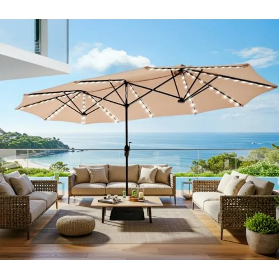 13ft Outdoor Patio Umbrella with Solar Lights, Double-sided Deck Pool Umbrella with 1.5 Inch Pole, Fade Resistant Canopy, 12 St
13ft Outdoor Patio Umbrella with Solar Lights, Double-sided Deck Pool Umbrella with 1.5 Inch Pole, Fade Resistant Canopy, 12 St