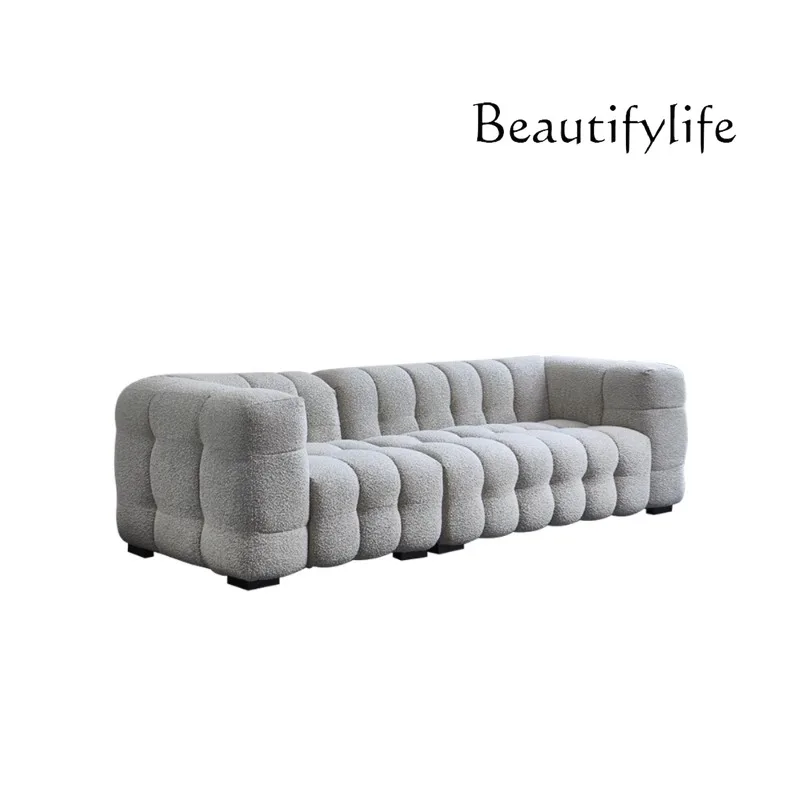 Fabric sofa Nordic lamb wool retro simple French three-person marshmallow expression sofa
Fabric sofa Nordic lamb wool retro simple French three-person marshmallow expression sofa