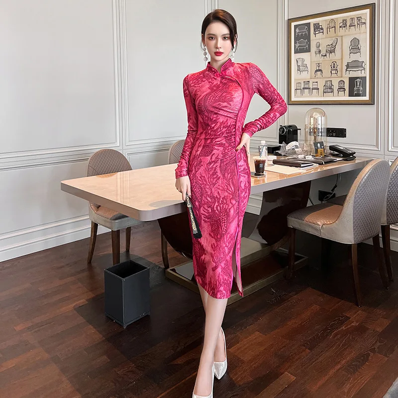 Improved Cheongsam China Style Women Vintage Party Club Slim Dress Elegant Temperament Sexy Folds Female Dress with Slit Qipao
Improved Cheongsam China Style Women Vintage Party Club Slim Dress Elegant Temperament Sexy Folds Female Dress with Slit Qipao