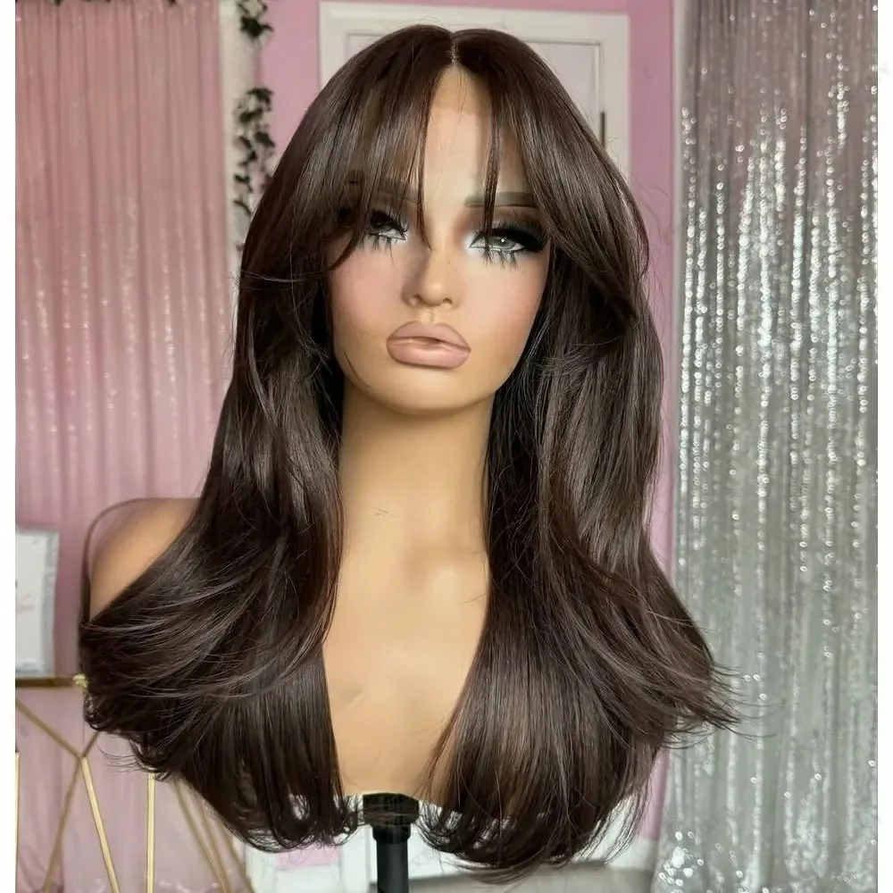 Chestnut Brown Lace Front Wig With Bangs Long Natural Wave Synthetic Hair 13x4 HD Frontal Lace Wigs for Women Daily Wear Cosplay
Chestnut Brown Lace Front Wig With Bangs Long Natural Wave Synthetic Hair 13x4 HD Frontal Lace Wigs for Women Daily Wear Cosplay