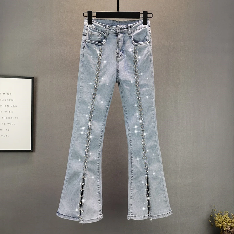 Slim Fit Heavy Embellied Diamond Jeans Women's Summer 2020 High Waist Cotton Stretch Denim Micro Flared Pants
Slim Fit Heavy Embellied Diamond Jeans Women's Summer 2020 High Waist Cotton Stretch Denim Micro Flared Pants