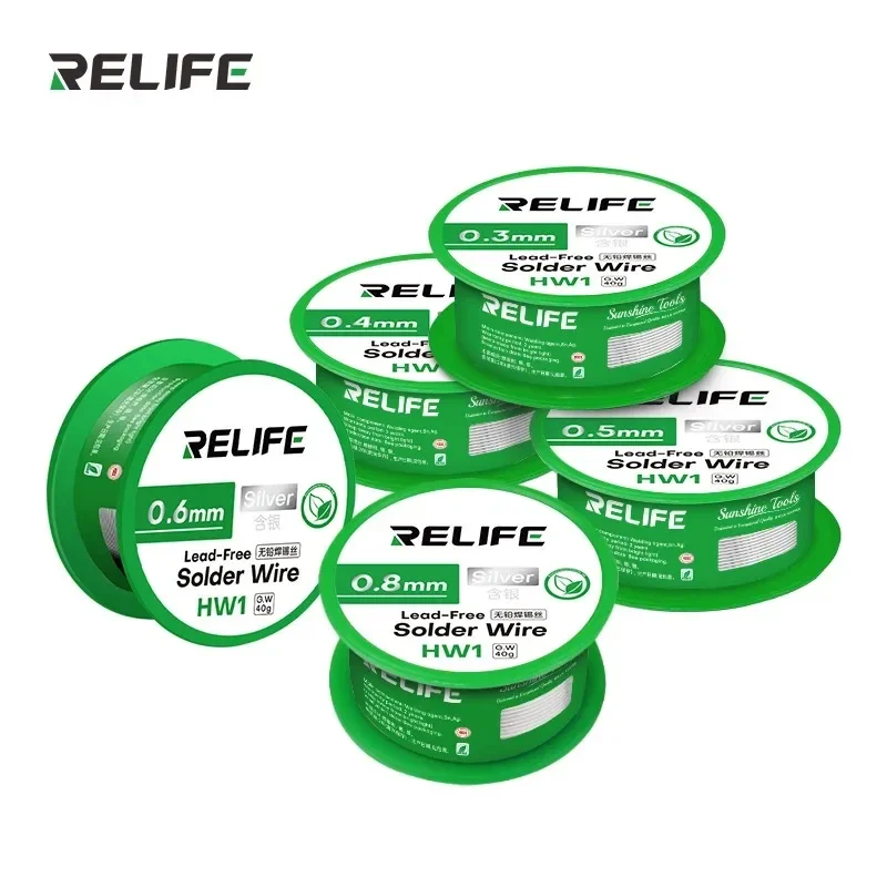 RELIFE HW1 40g Lead-free High Purity Rosin Core Solder Wire Containing Silver High Conductivity Mobile Phone Repair Welding Tool
RELIFE HW1 40g Lead-free High Purity Rosin Core Solder Wire Containing Silver High Conductivity Mobile Phone Repair Welding Tool