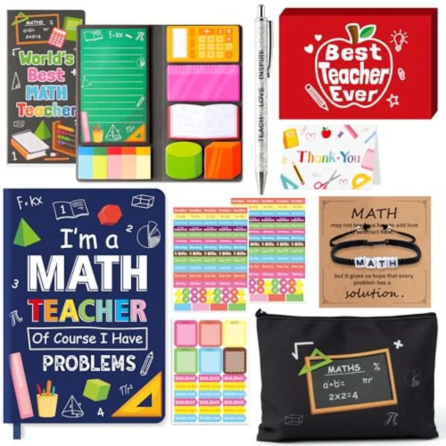 Teacher Appreciation Gifts Set - 6pcs Best Teacher Ever Thank You Gifts with PU Notebook, Sticky Notes, Makeup Bag, Bracelet, P
Teacher Appreciation Gifts Set - 6pcs Best Teacher Ever Thank You Gifts with PU Notebook, Sticky Notes, Makeup Bag, Bracelet, P