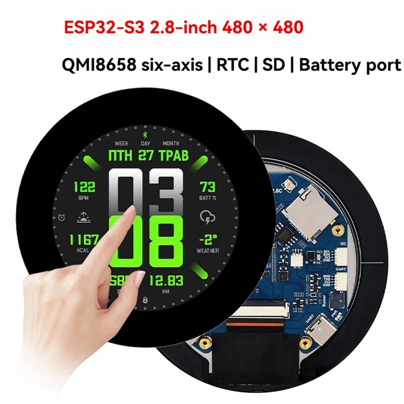 ESP32 S3 2.8 inch LCD Development Board 480x480 Captive TouchScreen Display With QMI8658 6-Axis Sensor-A23U
ESP32 S3 2.8 inch LCD Development Board 480x480 Captive TouchScreen Display With QMI8658 6-Axis Sensor-A23U