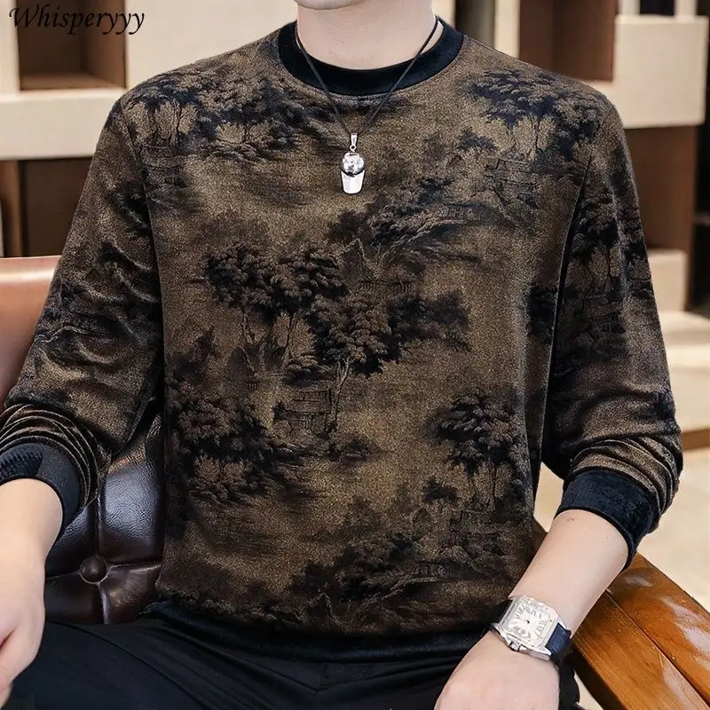 Men's Golden Velvet Sweatshirt New Thicken Bottom Long Sleeve T-Shirt Male Autumn Winter Fashion O Neck Tops Jacquard Pullover
Men's Golden Velvet Sweatshirt New Thicken Bottom Long Sleeve T-Shirt Male Autumn Winter Fashion O Neck Tops Jacquard Pullover