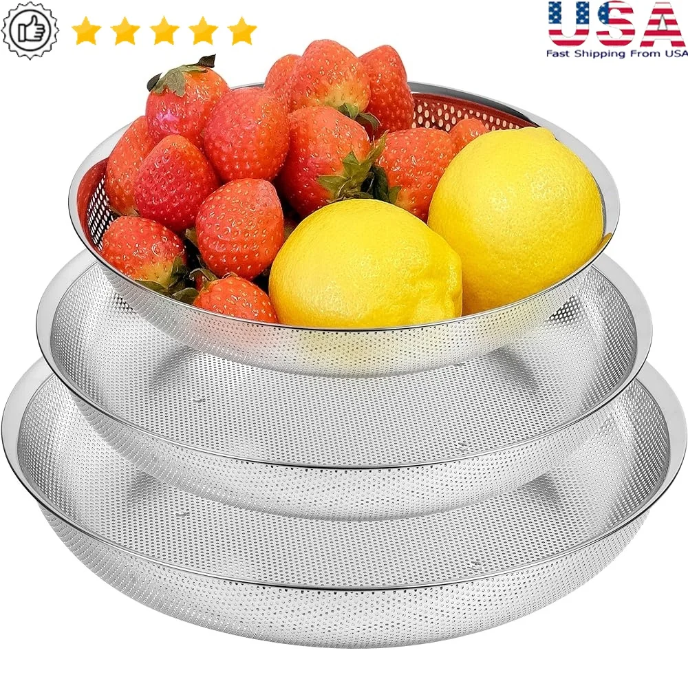 Premium 18/8 Stainless Steel Colander Set of 3 Micro-Perforated Small Colanders Ergonomic Design Dishwasher Safe Kitchen
Premium 18/8 Stainless Steel Colander Set of 3 Micro-Perforated Small Colanders Ergonomic Design Dishwasher Safe Kitchen