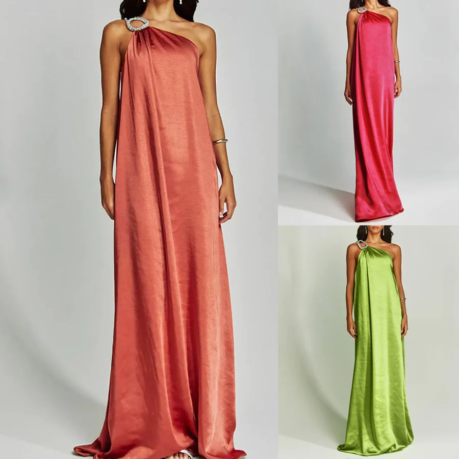 BKLD 2025 Spring Summer New Fashion Solid Color Satin Skew Shoulder Long Dresses Y2k Clothes Women Loose Vacation Casual Dress
BKLD 2025 Spring Summer New Fashion Solid Color Satin Skew Shoulder Long Dresses Y2k Clothes Women Loose Vacation Casual Dress