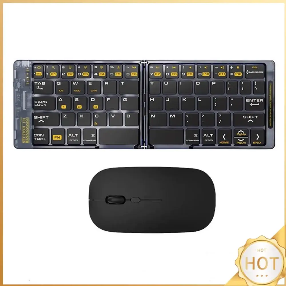 Wireless Keyboard Mouse Set Rechargeable Quiet Multi-Device Foldable Keyboard Long Battery Life for Laptop Tablet Phone