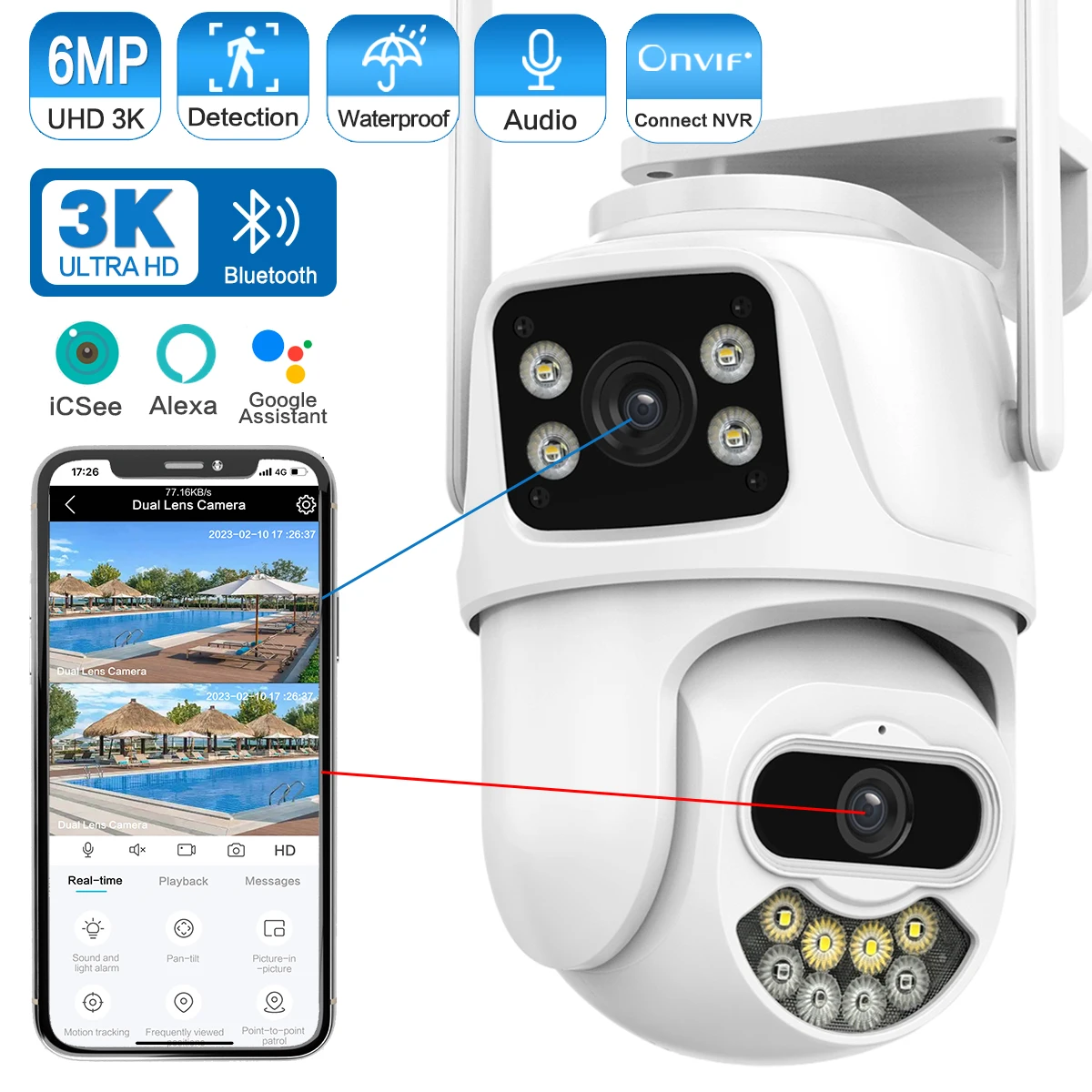 6MP Wireless Outdoor Security Camera Full Color Night Vision Smart Motion Tracking Waterproof Surveillance
6MP Wireless Outdoor Security Camera Full Color Night Vision Smart Motion Tracking Waterproof Surveillance