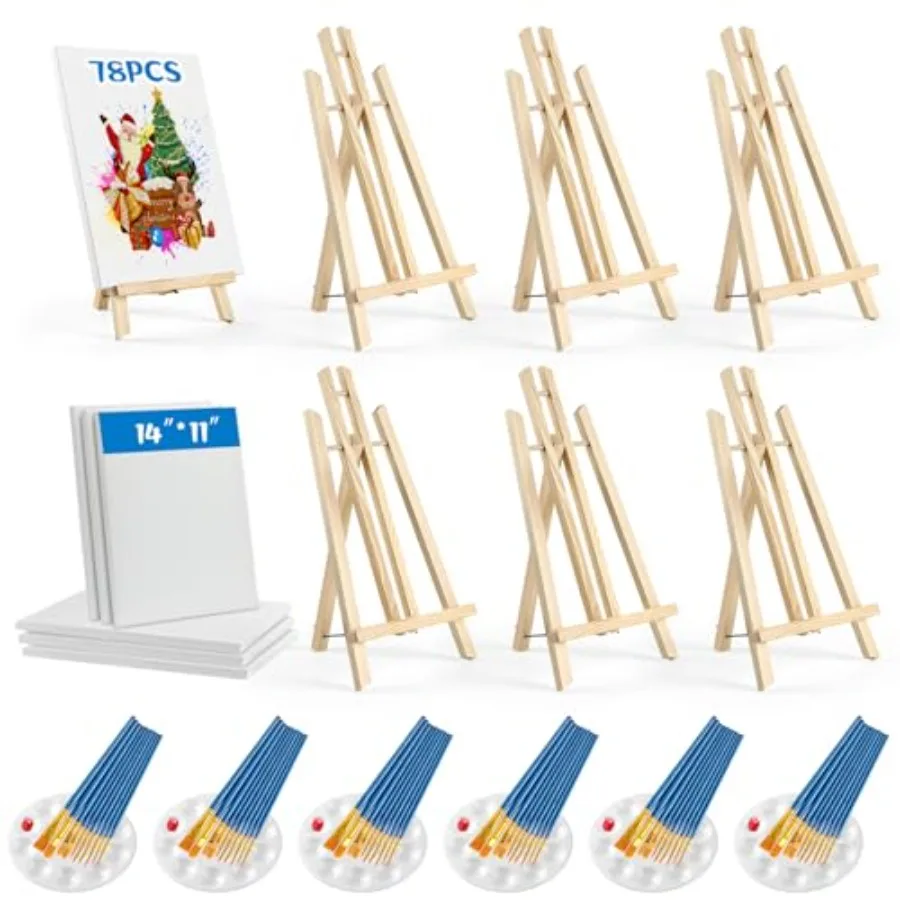 78 Pcs Painting Supplies-6* 16" Easels+11"x14"Stretched Canvases +60 Brushes+6 Palettes, Paint Set for Paint Parties, Sip and P
78 Pcs Painting Supplies-6* 16" Easels+11"x14"Stretched Canvases +60 Brushes+6 Palettes, Paint Set for Paint Parties, Sip and P