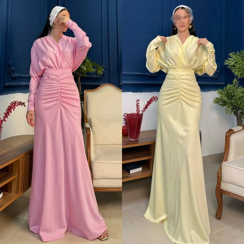 Customized High Quality Matching Ruched Straight V-neck Long Dresses Bespoke Occasion Dresses Sizes Available Modern Style
Customized High Quality Matching Ruched Straight V-neck Long Dresses Bespoke Occasion Dresses Sizes Available Modern Style