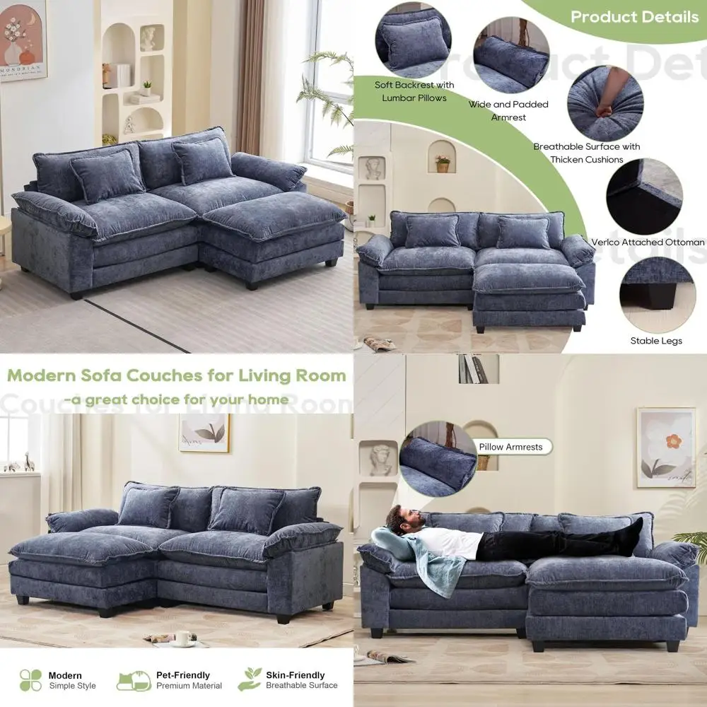 86" ular Sectional Soa, Comy Cloud Couch Sectional Soa with Ottoman, Chenille Soa Sleeper Deep Seat Soa with Throw Pillows or Li
86" ular Sectional Soa, Comy Cloud Couch Sectional Soa with Ottoman, Chenille Soa Sleeper Deep Seat Soa with Throw Pillows or Li