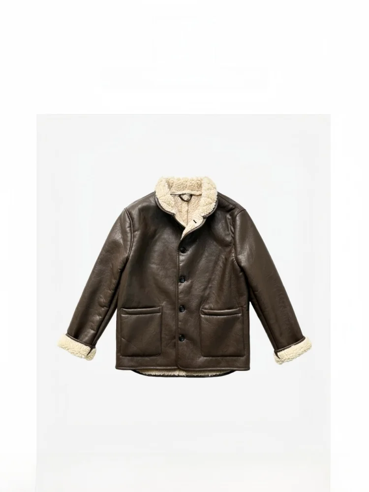 Пальто из овечьей шерсти с воротником-стойкой, с кожаными вставками, теплое, с длинными рукавами, свободного кроя, для повседневной носки, для женщин среднего возраста
Пальто из овечьей шерсти с воротником-стойкой, с кожаными вставками, теплое, с длинными рукавами, свободного кроя, для повседневной носки, для женщин среднего возраста