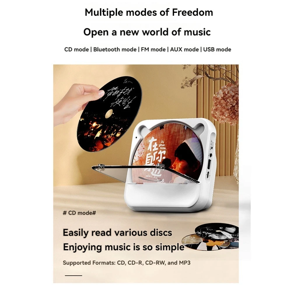 AB53 Portable Home CD Music Player+Remote Control Bluetooth 5.1 CD Player Dust Cover Radio Display for Kids Gift A
AB53 Portable Home CD Music Player+Remote Control Bluetooth 5.1 CD Player Dust Cover Radio Display for Kids Gift A