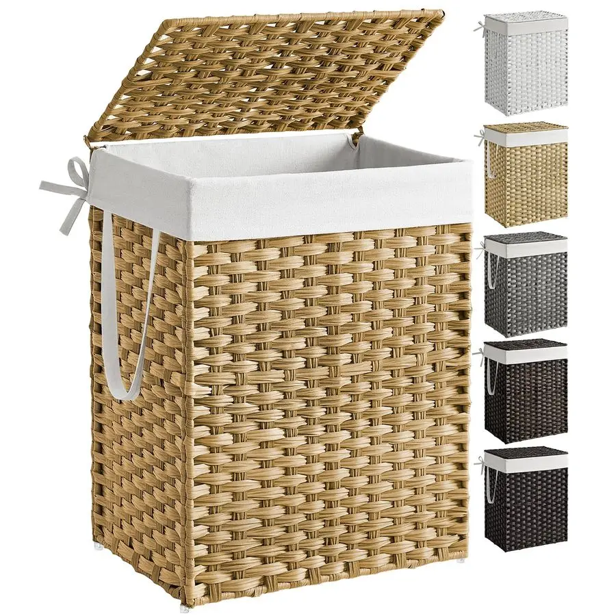 Laundry Hamper with Lid, 23.8 Gallon 90 L Synthetic Rattan Clothes Laundry Basket with Lid and Handles, Foldable, Removable Line
Laundry Hamper with Lid, 23.8 Gallon 90 L Synthetic Rattan Clothes Laundry Basket with Lid and Handles, Foldable, Removable Line