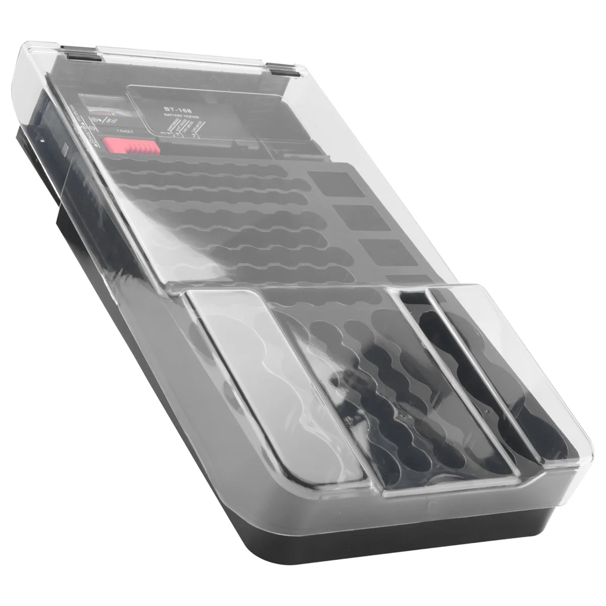 N88R the Battery Storage Case,Organizer with Hinged Clear Cover, with Battery Tester, Holds 93 Batteries Various Sizes, Black
N88R the Battery Storage Case,Organizer with Hinged Clear Cover, with Battery Tester, Holds 93 Batteries Various Sizes, Black