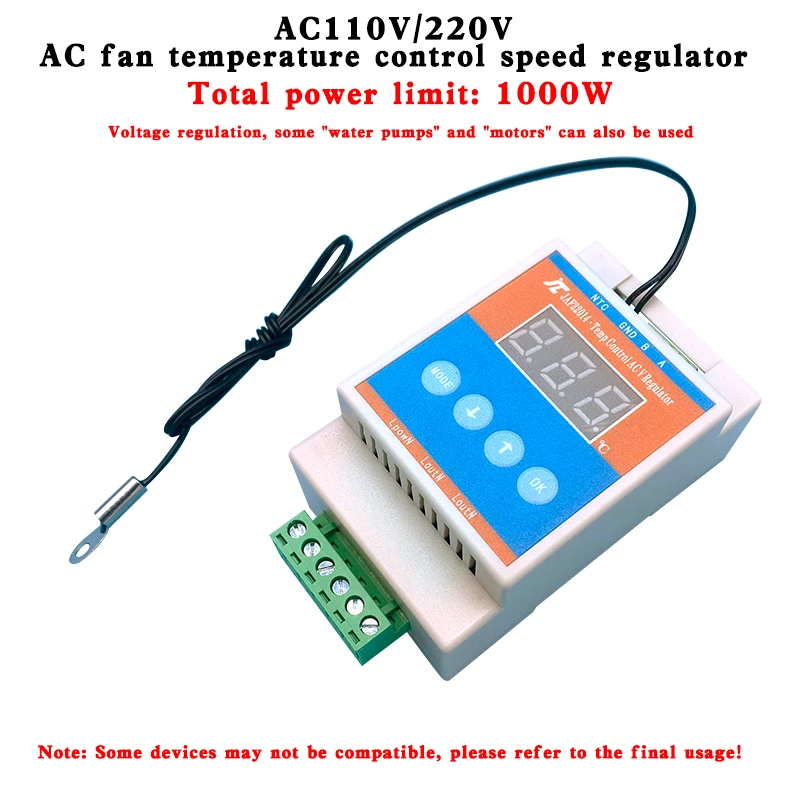 Регулятор скорости вентилятора охлаждения, 1000 Вт, 220 В переменного тока/110 В, вентилятор охлаждения шкафа, регулирование напряжения и скорости двигателя, связь RS485 
Регулятор скорости вентилятора охлаждения, 1000 Вт, 220 В переменного тока/110 В, вентилятор охлаждения шкафа, регулирование напряжения и скорости двигателя, связь RS485