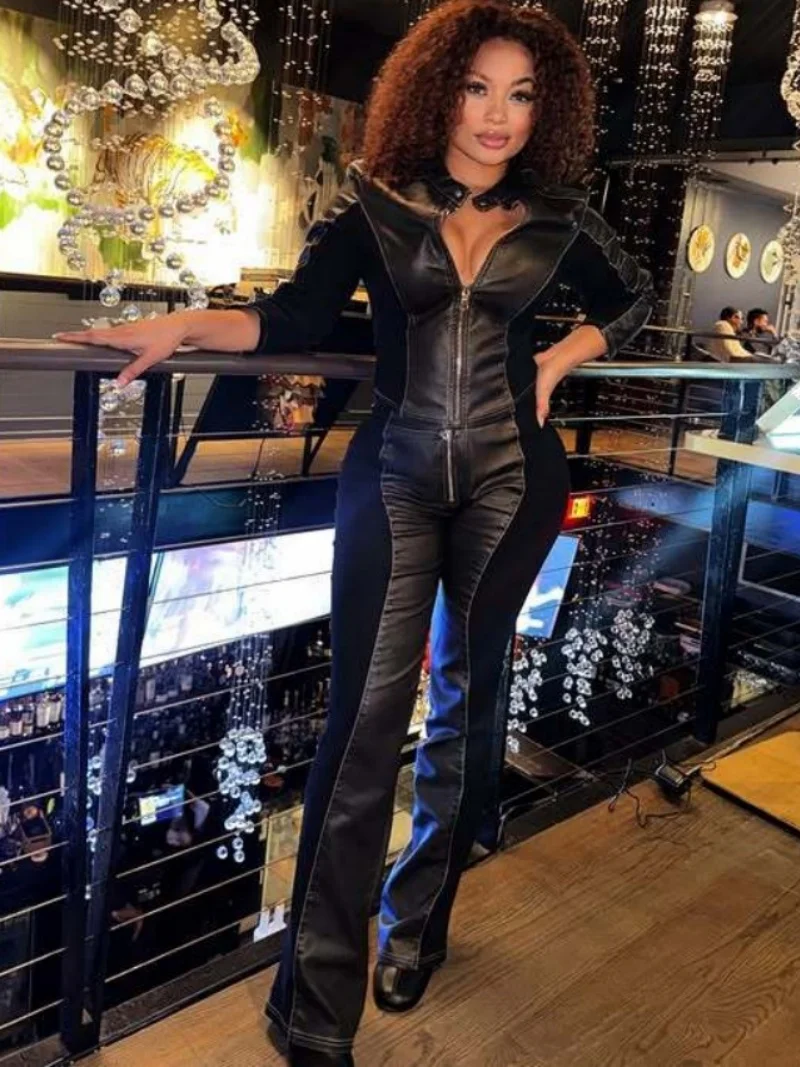 Уличная одежда из искусственной кожи в стиле пэчворк, комплект из 2 предметов, женская одежда, весенняя одежда, женский топ на молнии с длинными рукавами и брюки, повседневный спортивный костюм
Уличная одежда из искусственной кожи в стиле пэчворк, комплект из 2 предметов, женская одежда, весенняя одежда, женский топ на молнии с длинными рукавами и брюки, повседневный спортивный костюм