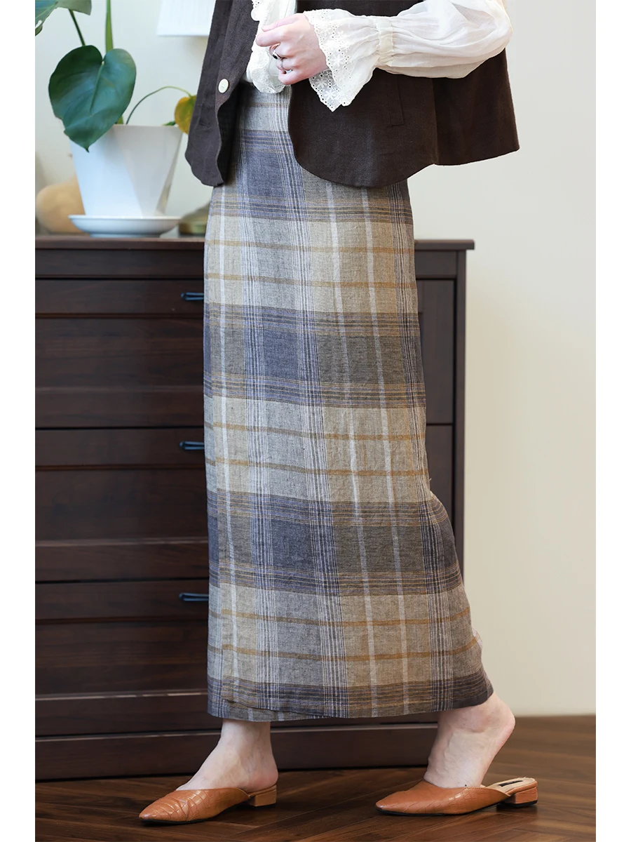 Льняная юбка-миди в клетку с высокой талией, прямого кроя, повседневная, для офиса, без застежек, свободного силуэта, H-образная форма
Льняная юбка-миди в клетку с высокой талией, прямого кроя, повседневная, для офиса, без застежек, свободного силуэта, H-образная форма