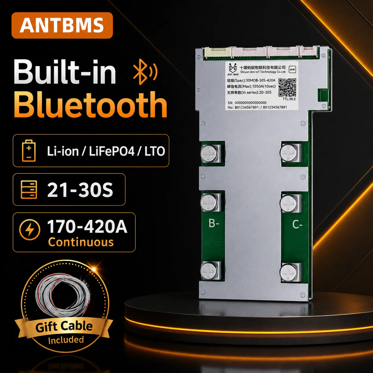 ANT 21-30S smart BMS High Voltage 96V 108V 126V 170A 220A 400A 420A for Lifepo4 Li-ion Battery with BT smart balance board 24S
ANT 21-30S smart BMS High Voltage 96V 108V 126V 170A 220A 400A 420A for Lifepo4 Li-ion Battery with BT smart balance board 24S