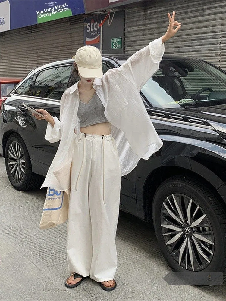 White Loose Summer Shirt Women's Korean Style Sun Protection Outerwear Thin Cardigan Collar Long Sleeve Regular Fit
White Loose Summer Shirt Women's Korean Style Sun Protection Outerwear Thin Cardigan Collar Long Sleeve Regular Fit