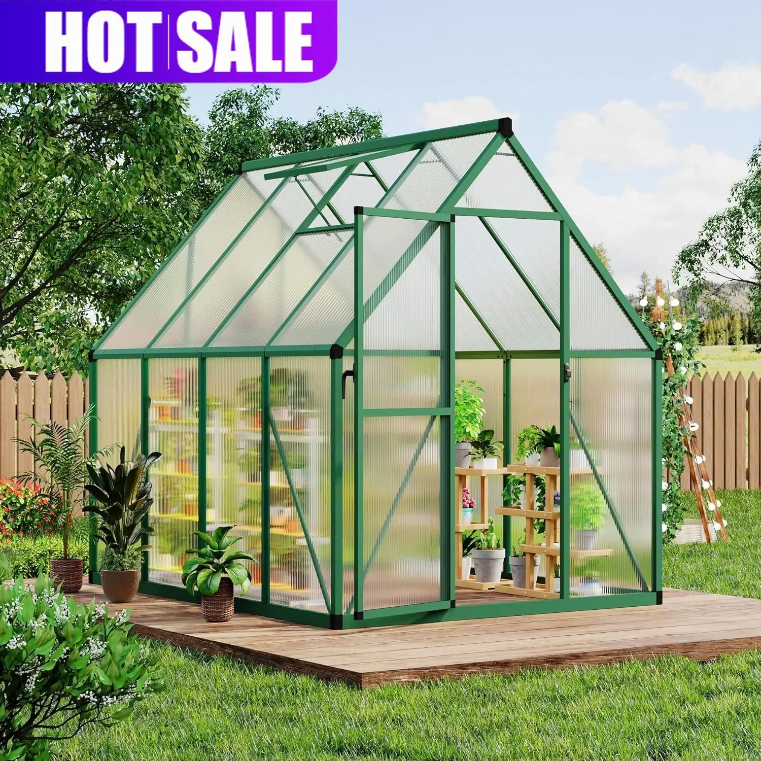 6×7FT Greenhouses for Outdoors, Aluminum Polycarbonate Greenhouses with Roof Vent - Heavy-Duty Walk-in Green Houses for All-Seas
6×7FT Greenhouses for Outdoors, Aluminum Polycarbonate Greenhouses with Roof Vent - Heavy-Duty Walk-in Green Houses for All-Seas