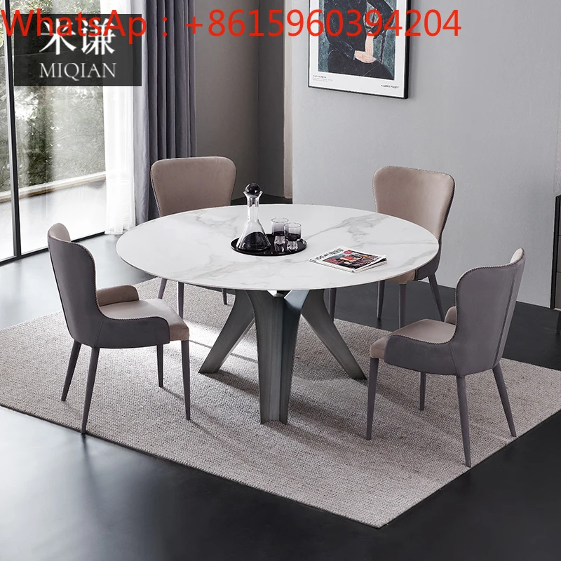 Light extravagant slate modern simple high-end round dining table and chair combination with turntable household table
Light extravagant slate modern simple high-end round dining table and chair combination with turntable household table