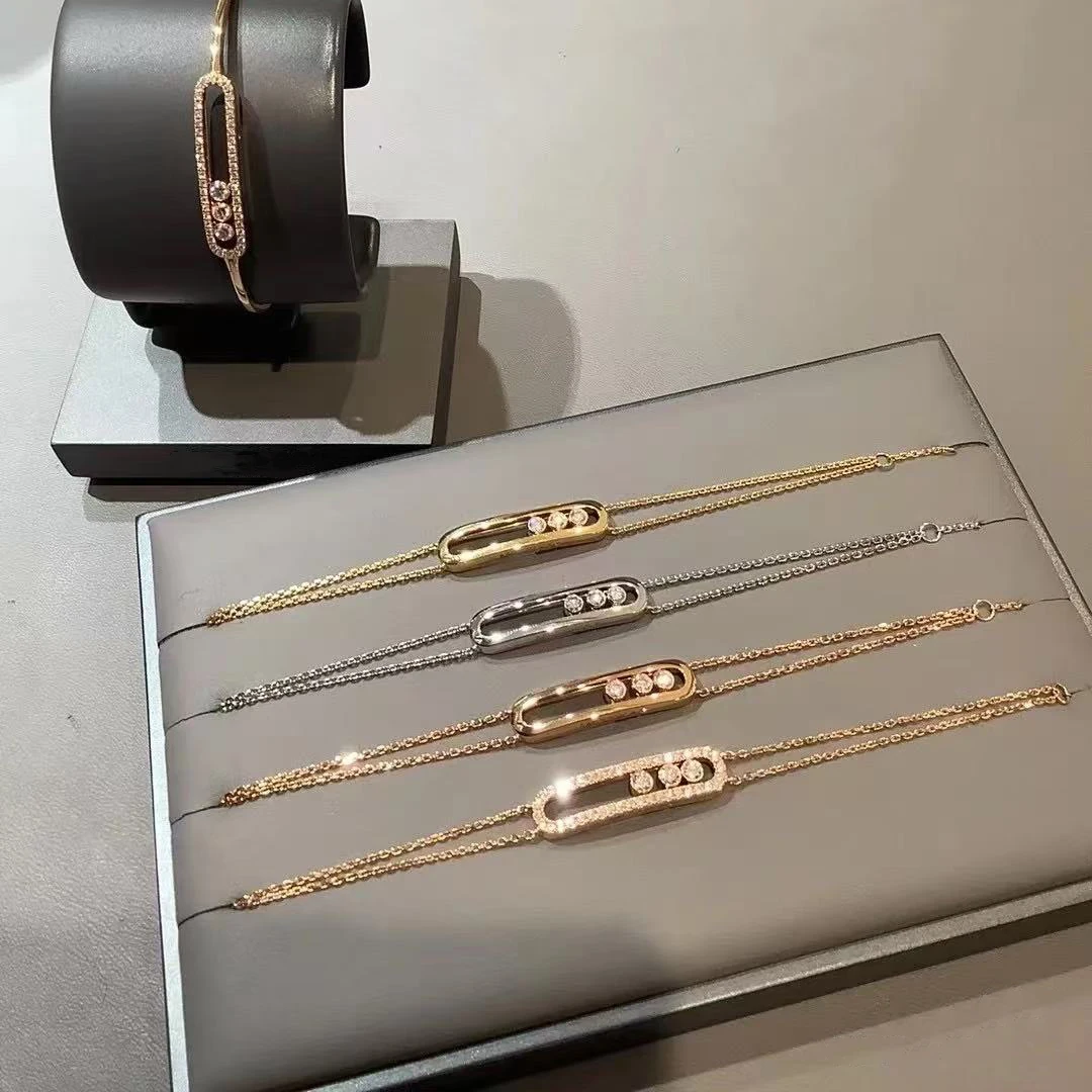 S925 high-end jewelry women's bracelet, Move series double chain three diamond sliding bracelet, video view logo
S925 high-end jewelry women's bracelet, Move series double chain three diamond sliding bracelet, video view logo