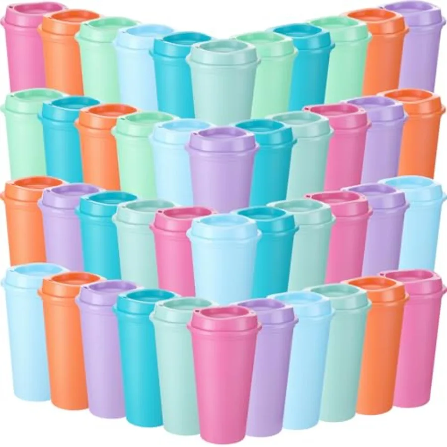 Pack 16 oz Reusable Coffee Cups with Lids Water Bottle Iced Coffee Travel Mug Reusable Portable Plastic Tea Tumblers Bulk for H
Pack 16 oz Reusable Coffee Cups with Lids Water Bottle Iced Coffee Travel Mug Reusable Portable Plastic Tea Tumblers Bulk for H