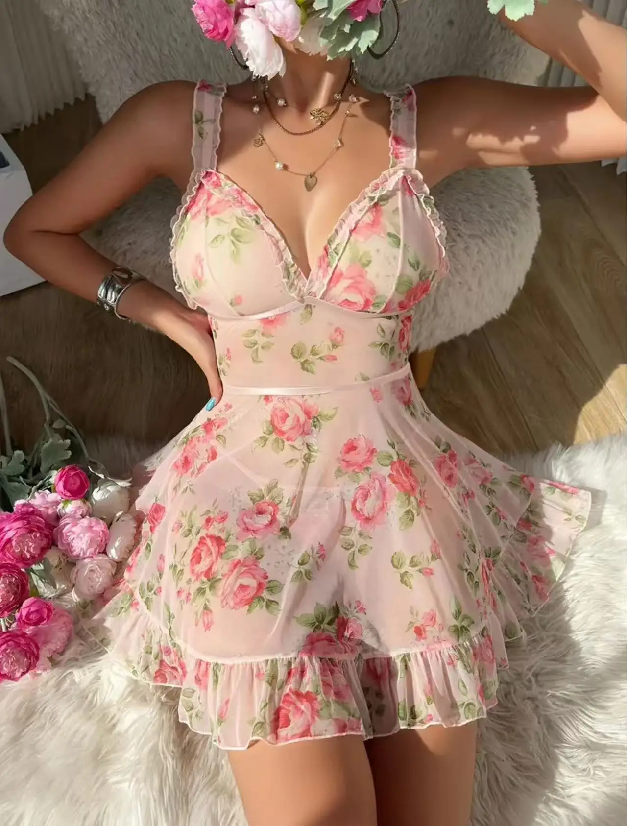 Woman Print Floral Romantic Lingeries Sexy Nightgown Attractive Sleepwear Pajamas Intimate Babydoll Dresses Sexy Erotic lingerie
Woman Print Floral Romantic Lingeries Sexy Nightgown Attractive Sleepwear Pajamas Intimate Babydoll Dresses Sexy Erotic lingerie