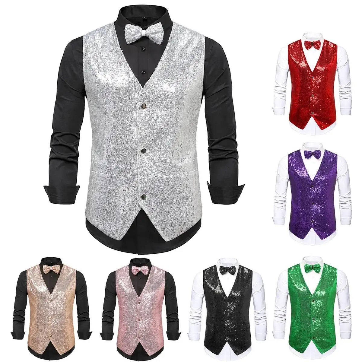 Winter And New Fashion Autumn Bright Color Shiny Jacket Men's Pearl Vest With Tie MJ30 As A Gift
Winter And New Fashion Autumn Bright Color Shiny Jacket Men's Pearl Vest With Tie MJ30 As A Gift