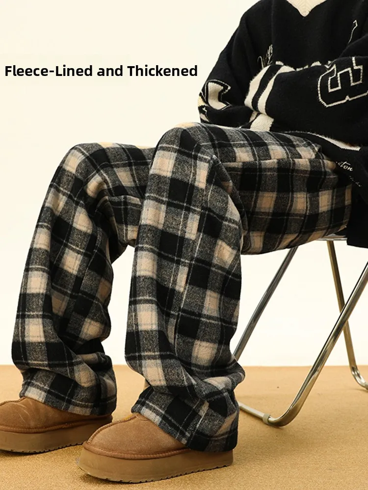 American Retro Plaid Thiened Fce Men's Casual Pants Straight Leg Wide Leg Drapey Winter Comfortable Loose Fit Trousers
American Retro Plaid Thiened Fce Men's Casual Pants Straight Leg Wide Leg Drapey Winter Comfortable Loose Fit Trousers