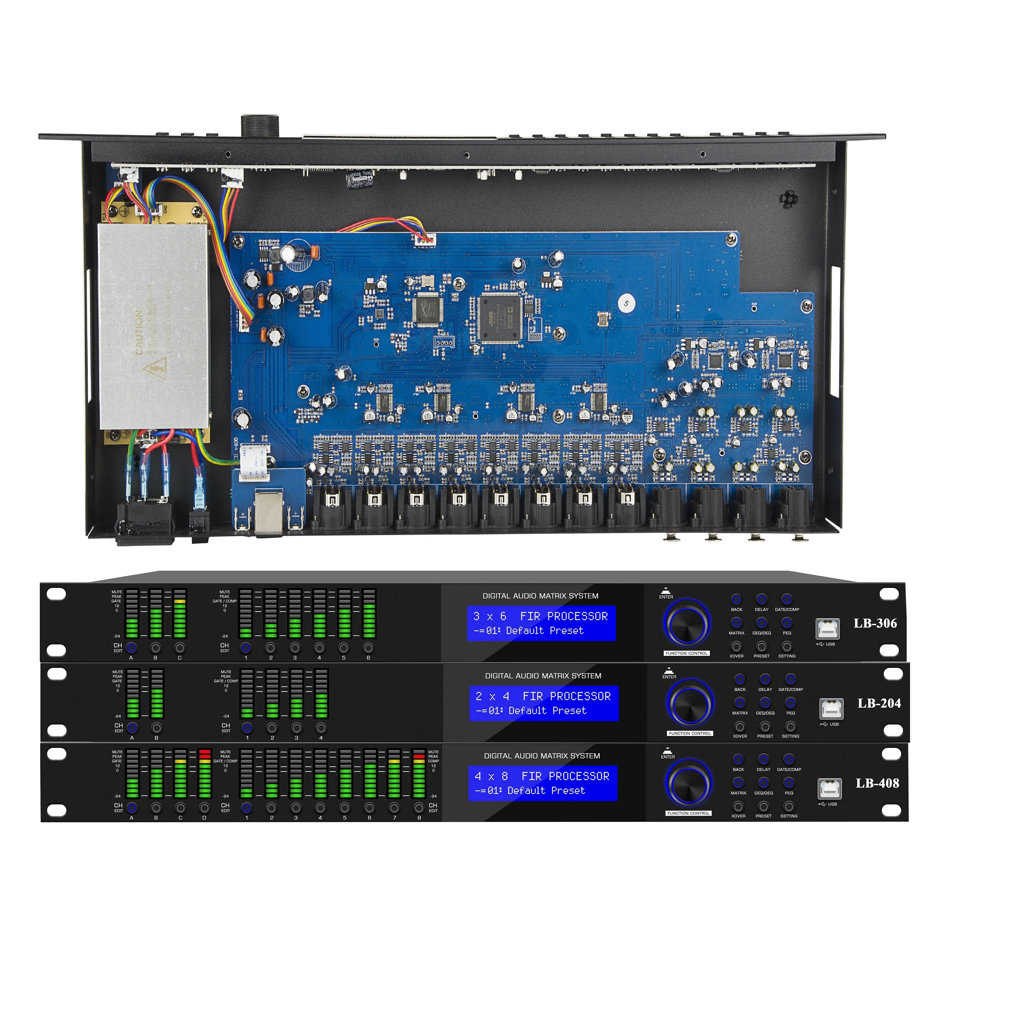 LB408 Профессиональный цифровой аудиопроцессор 4 входа 8 выходов Аудио FIR-процессорная система США AK5552 Чип Dsp Чип ADSP-21571
LB408 Профессиональный цифровой аудиопроцессор 4 входа 8 выходов Аудио FIR-процессорная система США AK5552 Чип Dsp Чип ADSP-21571