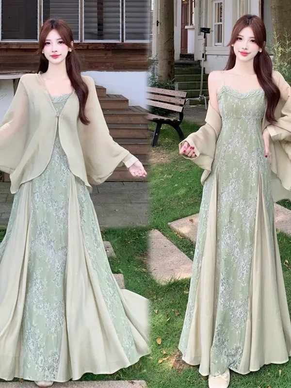 plus Size Chinese Style Off-Shoulder Chiffon Dress Women's Traditional Long Skirt Elegant Summer Fashion plus Size
plus Size Chinese Style Off-Shoulder Chiffon Dress Women's Traditional Long Skirt Elegant Summer Fashion plus Size
