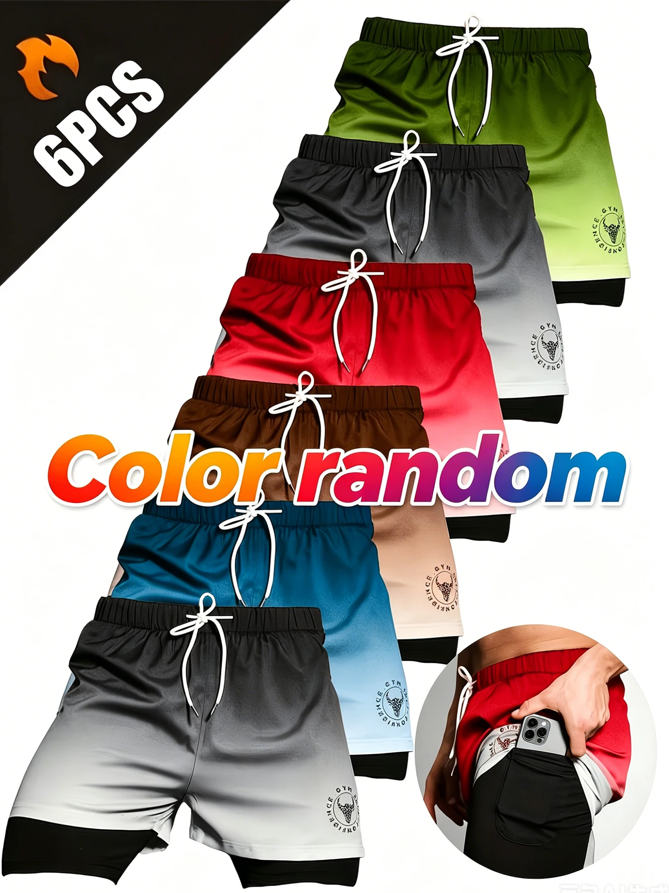 6-piece set of random color shorts, summer shorts, solid color shorts, four season shorts, casual outdoor sports, daily fitness training, running, comfortable, loose, lightweight, breathable
6-piece set of random color shorts, summer shorts, solid color shorts, four season shorts, casual outdoor sports, daily fitness training, running, comfortable, loose, lightweight, breathable