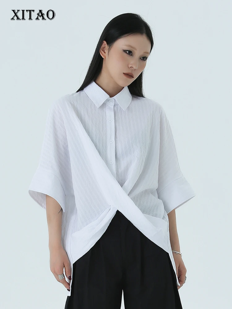 XITAO Loose Cross Striped Irregular Shirt Turn Down Collar Half Sleeved Solid Color Pullover Summer Fashion Women Top HQQ1046
XITAO Loose Cross Striped Irregular Shirt Turn Down Collar Half Sleeved Solid Color Pullover Summer Fashion Women Top HQQ1046