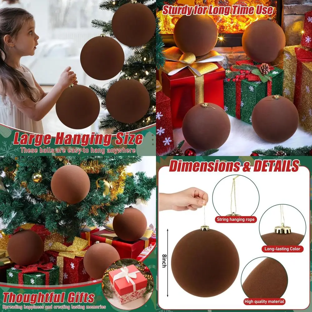 Extra Large 8 Inch Velvet Christmas Balls - Oversized Family Holiday Xmas Tree Ornaments Hanging
Extra Large 8 Inch Velvet Christmas Balls - Oversized Family Holiday Xmas Tree Ornaments Hanging