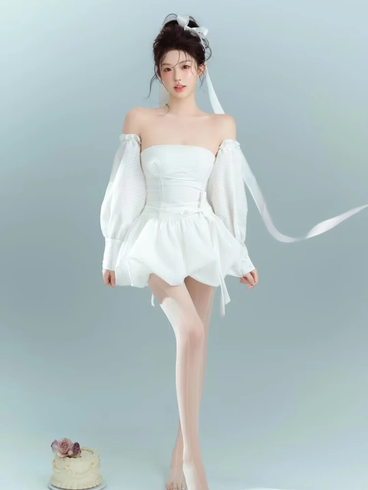 New Arrival Ballet Princess Style Off-Shoulder Puffy Skirt High Pure Desire Simple Indoor Photography Clothes for Girls
New Arrival Ballet Princess Style Off-Shoulder Puffy Skirt High Pure Desire Simple Indoor Photography Clothes for Girls