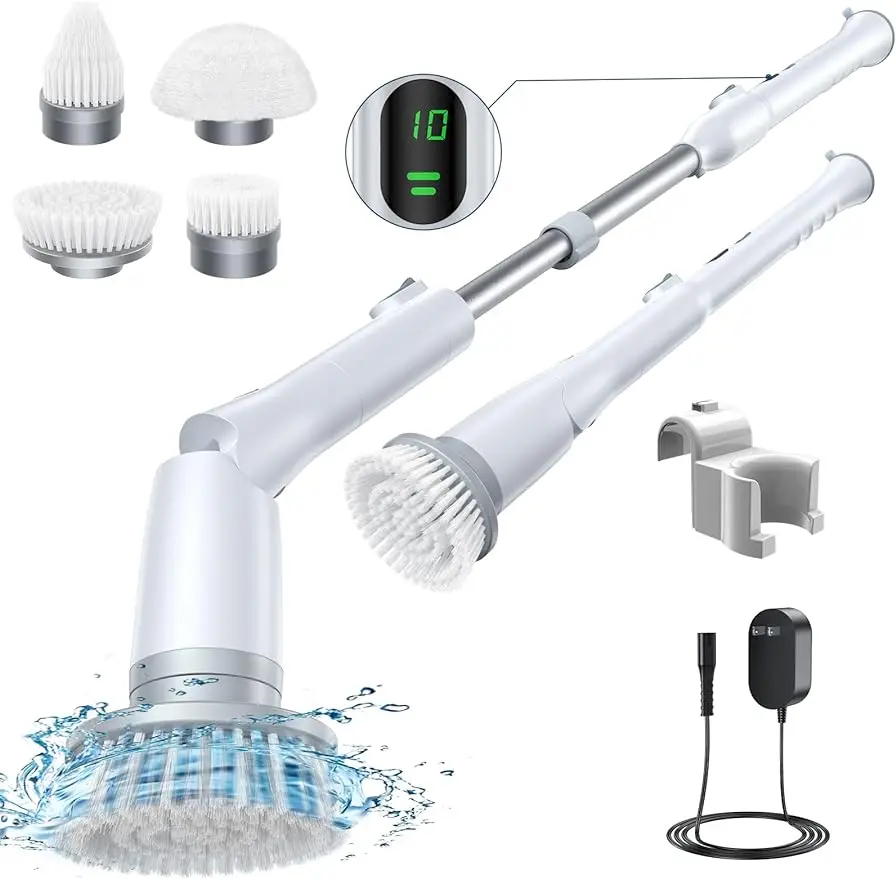 Electric spin scrubber LA2 Pro, shower powered cleaning brush with display and 4 replaceable heads for bathroom floor tiles
Electric spin scrubber LA2 Pro, shower powered cleaning brush with display and 4 replaceable heads for bathroom floor tiles
