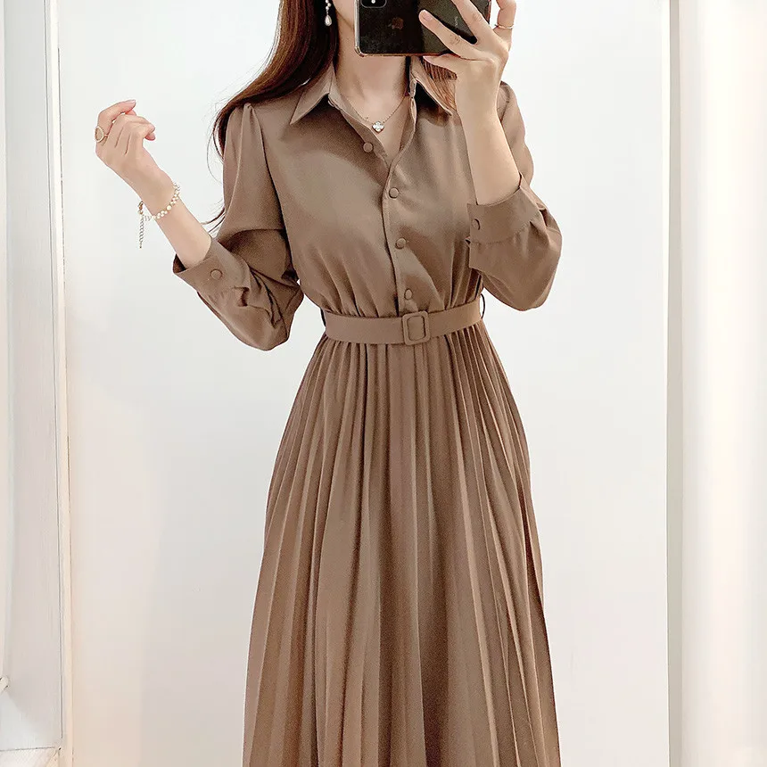 Fashion Autumn Lapel Neck Long Sleeve Shirt Dresses Elegant Women Lace Up Party Vestido Kaftan Solid OL Work Midi Dress
Fashion Autumn Lapel Neck Long Sleeve Shirt Dresses Elegant Women Lace Up Party Vestido Kaftan Solid OL Work Midi Dress