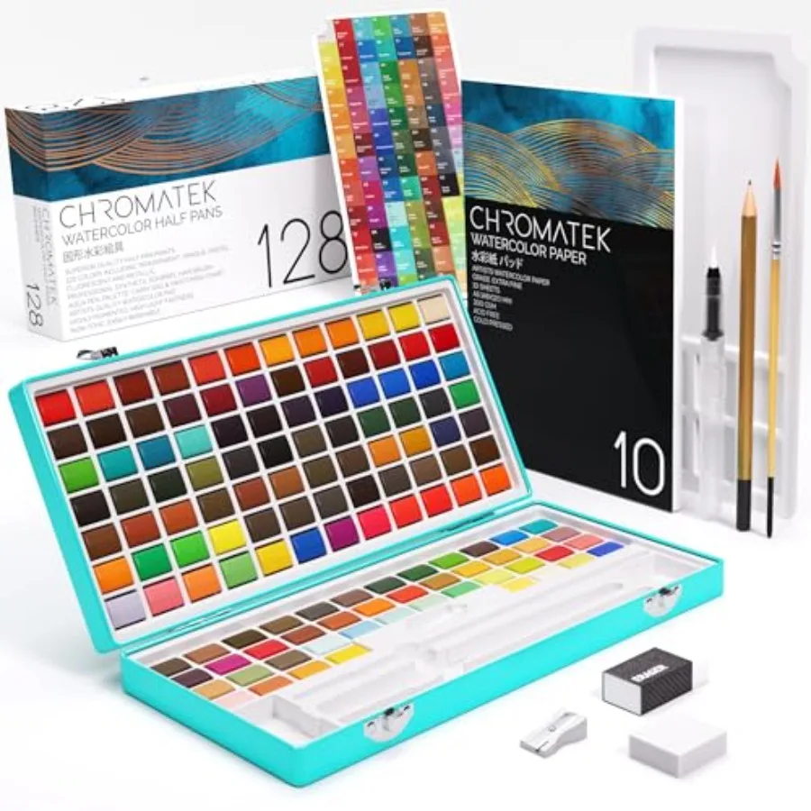 Watercolor Paint Set 128 Vibrant Colors for Artists and Beginners with Palette Includes Metallic, Fluorescent, Pastel and Opaqu
Watercolor Paint Set 128 Vibrant Colors for Artists and Beginners with Palette Includes Metallic, Fluorescent, Pastel and Opaqu